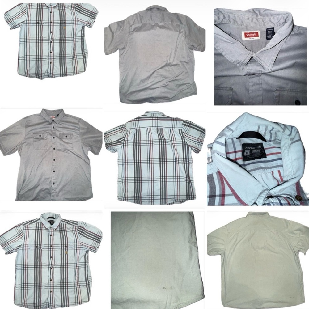 Lot of 3 Men's Button Up Short Sleeve Carhartt Wrangler XL Collared